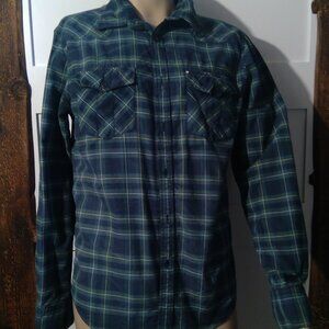 J.A.C.H.S Vintage Originals Men's Plaid Green and Blue Button-Up Shirt